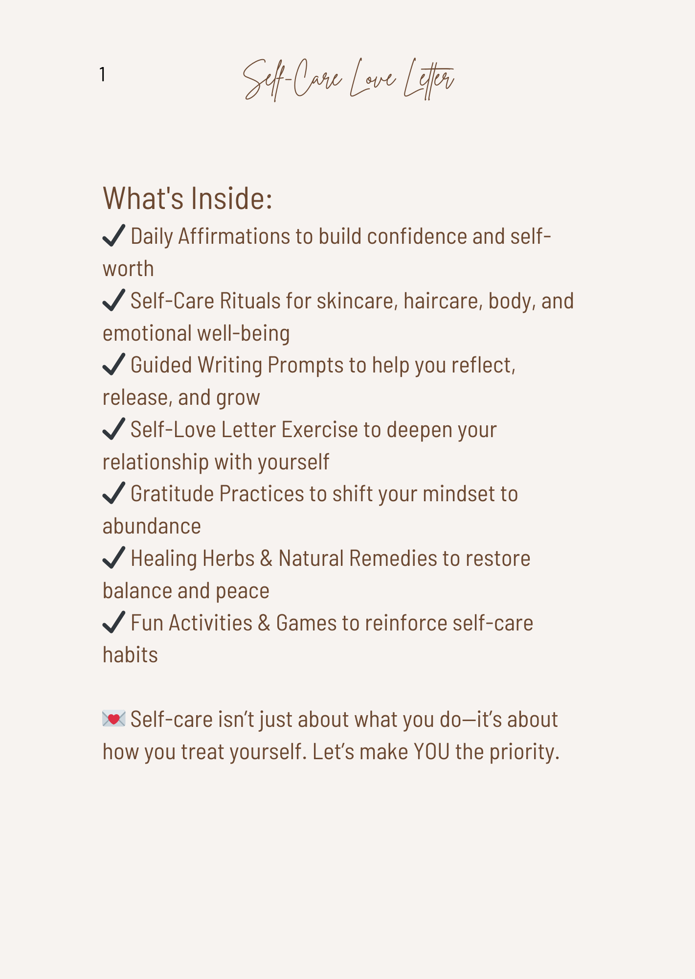 Self-Care Love Letter Journal