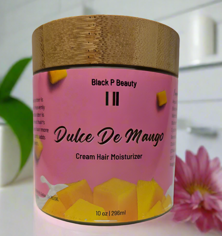 Pink Labeled Glass Jar of hair moisurizer by Black P Beauty