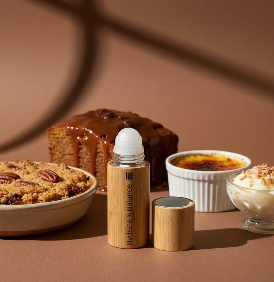 Wooden body oil Hydrate & Balance Roll on Top off.